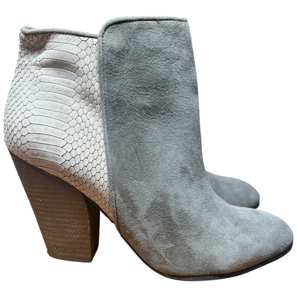 GUESS Cardio Women's 8.5 Ankle Boot Gray Lizard Suede Zip Leather Bootie - Picture 6 of 14